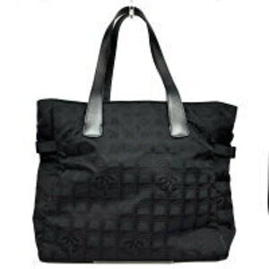 Chanel Travel Line Tote Bag Nylon Black Coco Mark